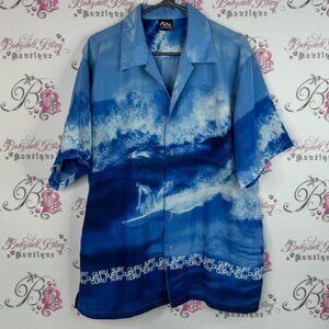 Surf guru button up Tshirt vintage surf 🏄‍♂️ scene Ocean Wave Print y2k Shirt